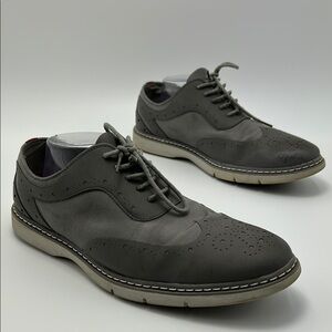 Stacy Adams Gray Oxford Dress Shoes Men's  Brogue Detailing Leather  9.5 M
